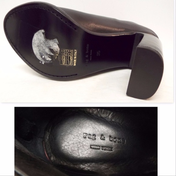 New RAG & BONE Black Leather Open Toe Booties 35